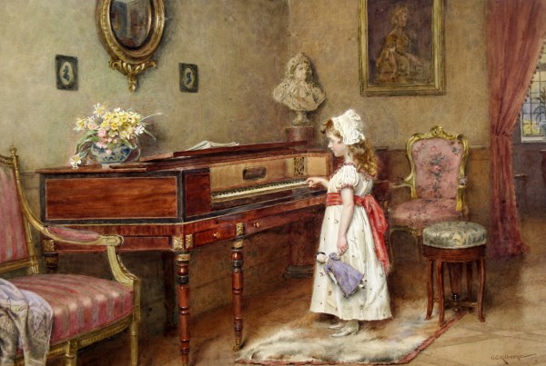 Piano practice by George Goodwin Kilburne